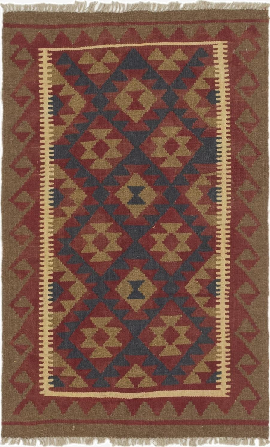 2' 9 x 4' 3  Hand Woven Kilim Maymana Wool Rug