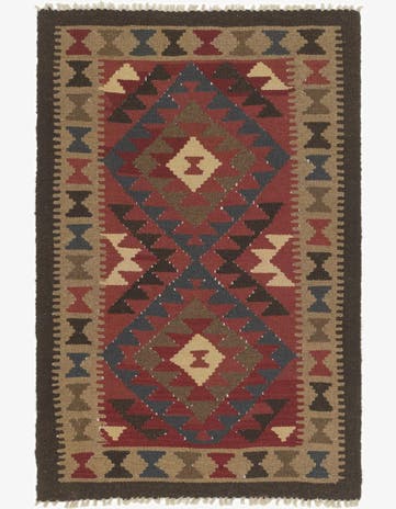 3' 3 x 4' 10 Hand Woven Kilim Maymana Wool Rug