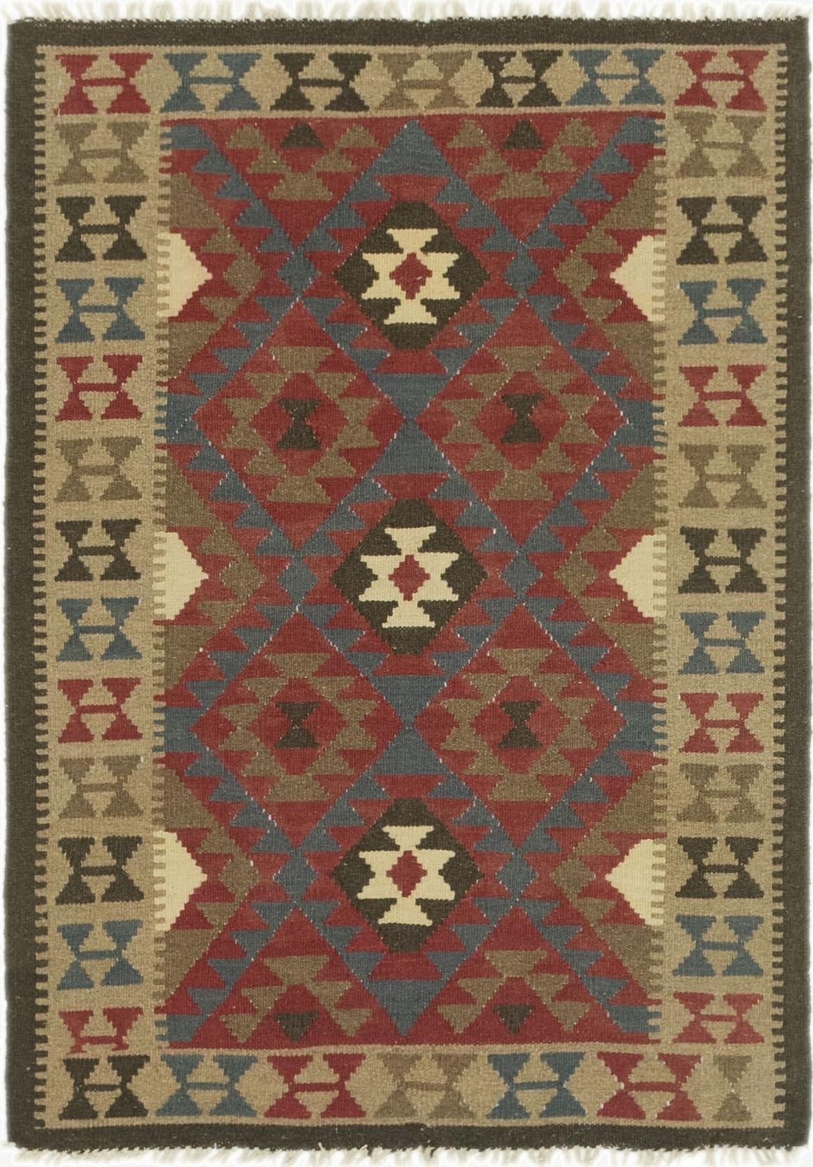 3' 7 x 4' 10  Hand Woven Kilim Maymana Wool Rug