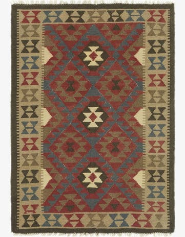 3' 7 x 4' 10 Hand Woven Kilim Maymana Wool Rug