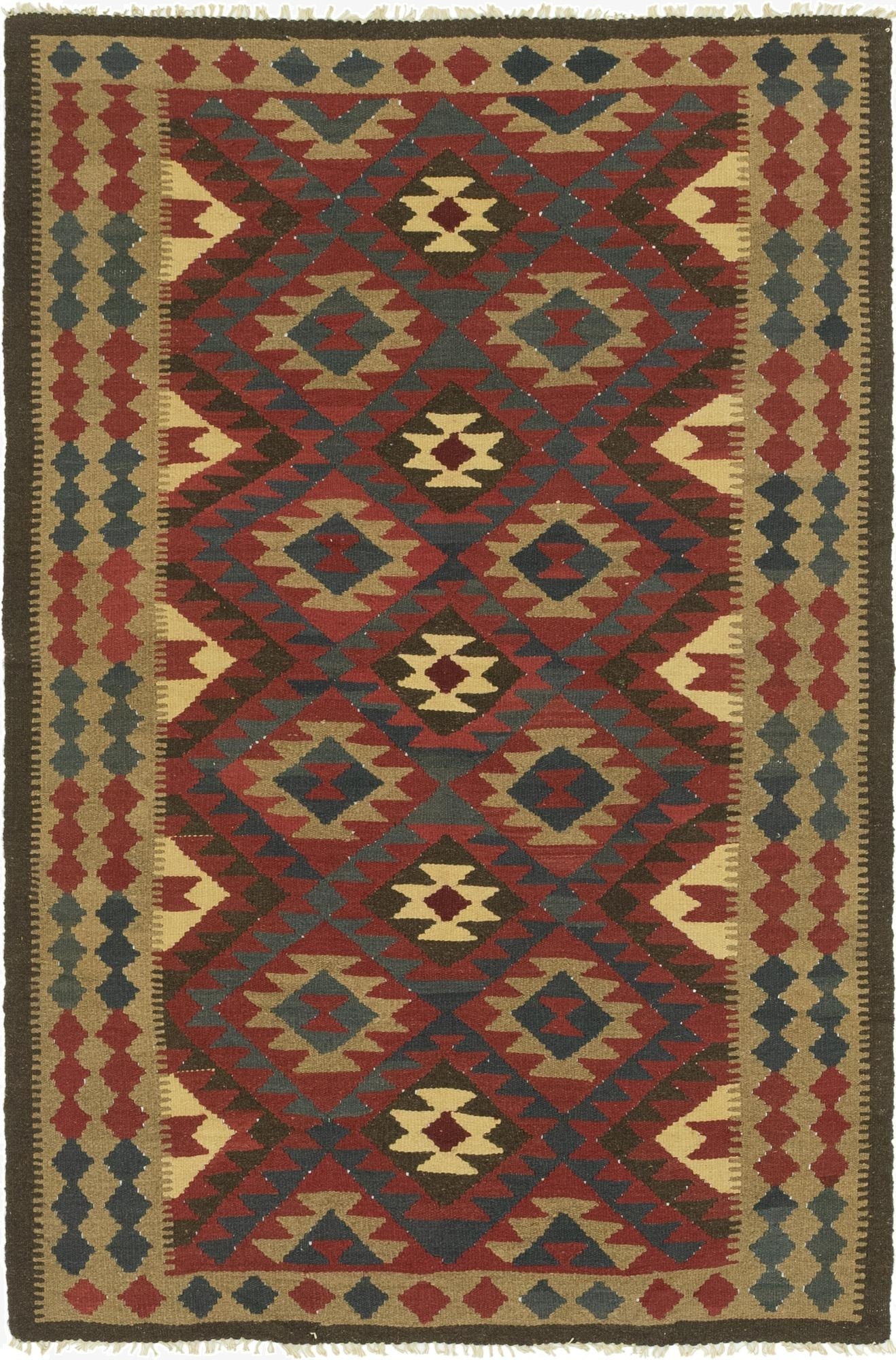 5' 2 x 8'  Hand Woven Kilim Maymana Wool Rug