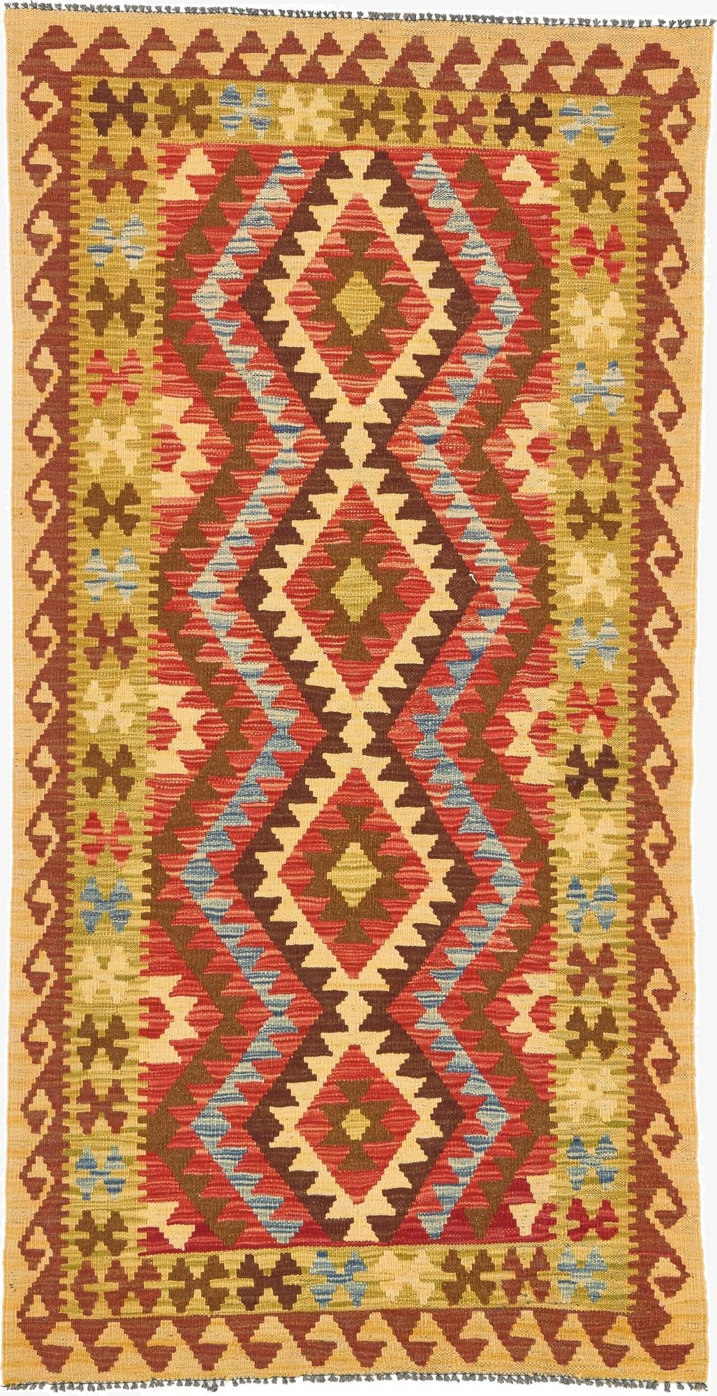 3' 4 x 6' 4  Hand Woven Kilim Maymana Wool Rug