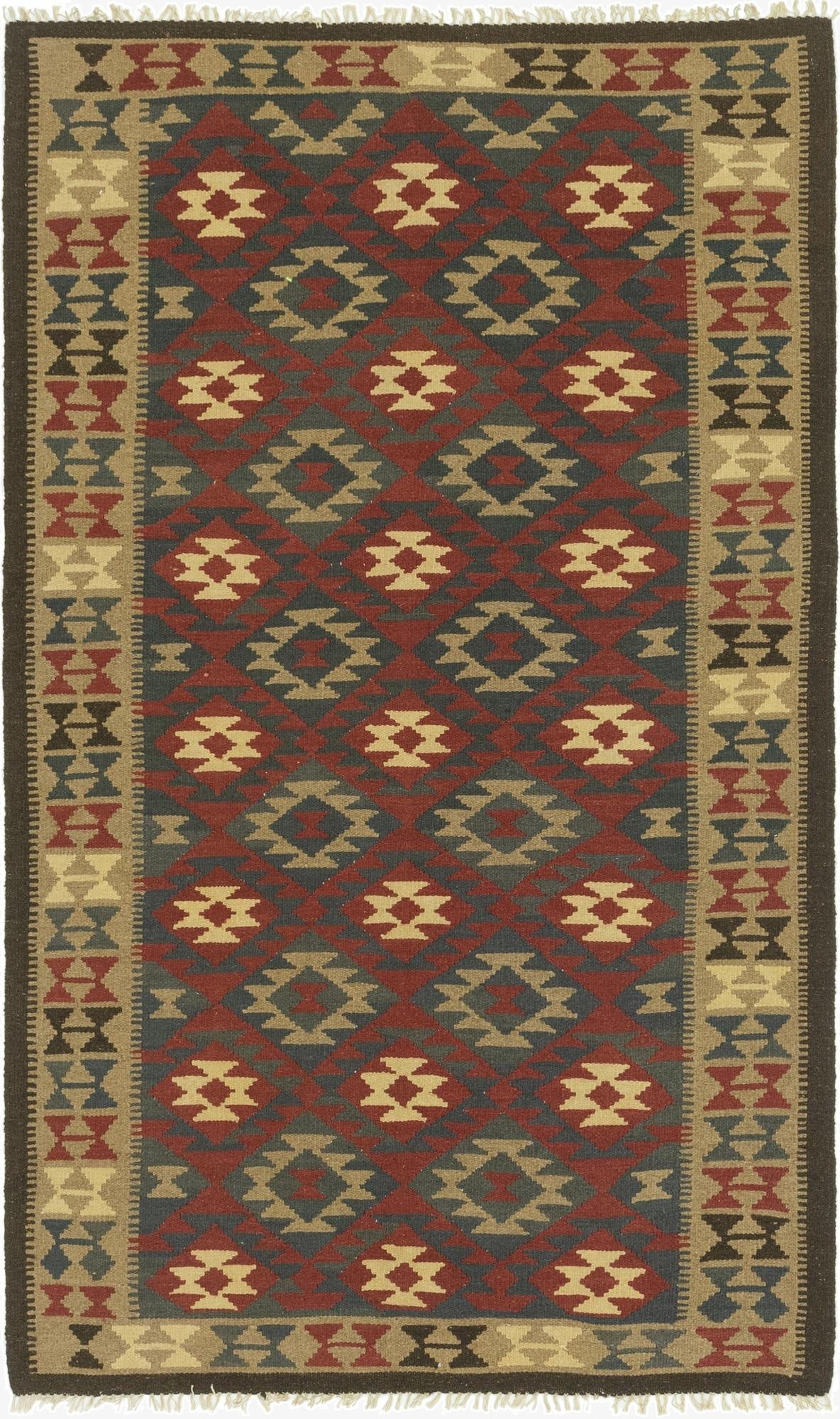 5' x 8' 6  Hand Woven Kilim Maymana Wool Rug