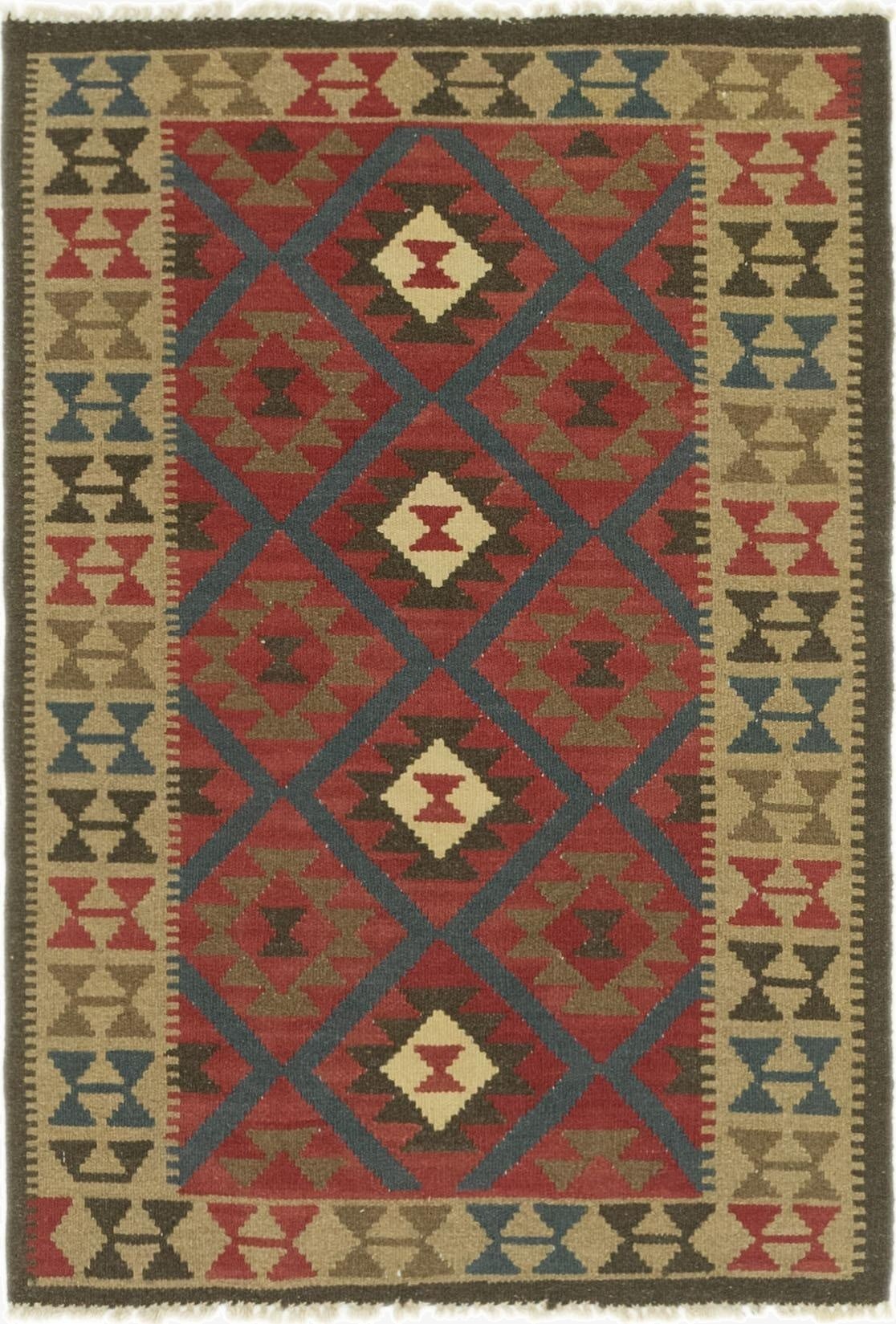 3' 5 x 4' 10  Hand Woven Kilim Maymana Wool Rug