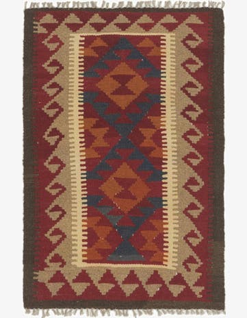 2' 9 x 4' Hand Woven Kilim Maymana Wool Rug