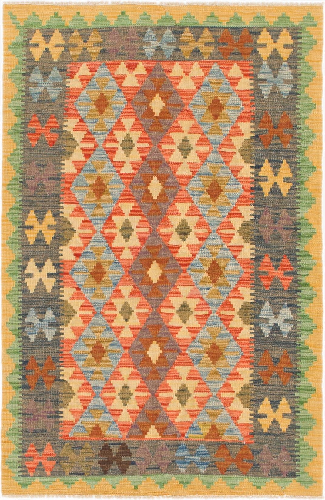 3' 2 x 4' 10  Hand Woven Kilim Maymana Wool Rug