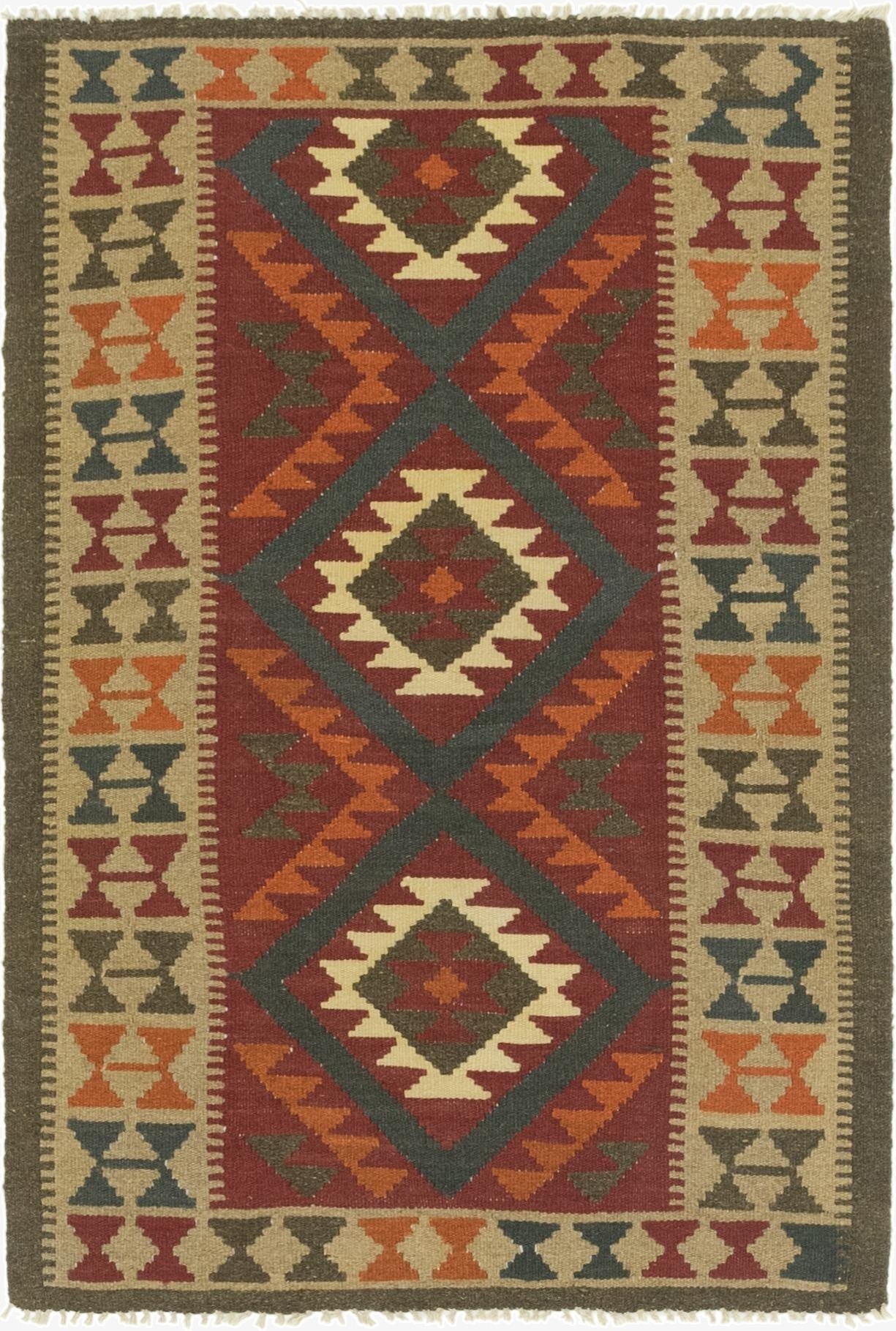 3' 5 x 5' 2  Hand Woven Kilim Maymana Wool Rug