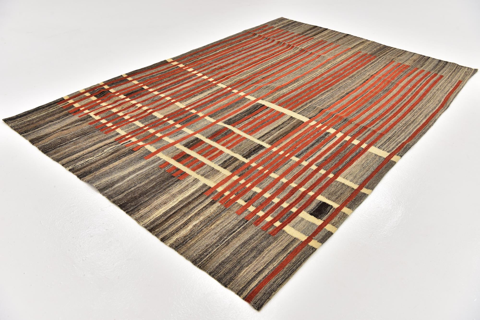 5' 4 x 8' Hand Woven Kilim Modern Wool Rug