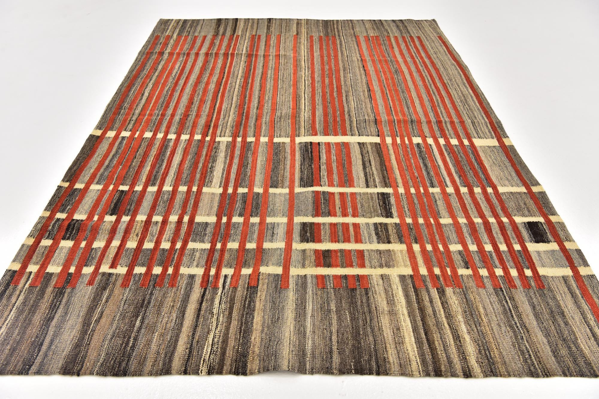 5' 4 x 8' Hand Woven Kilim Modern Wool Rug