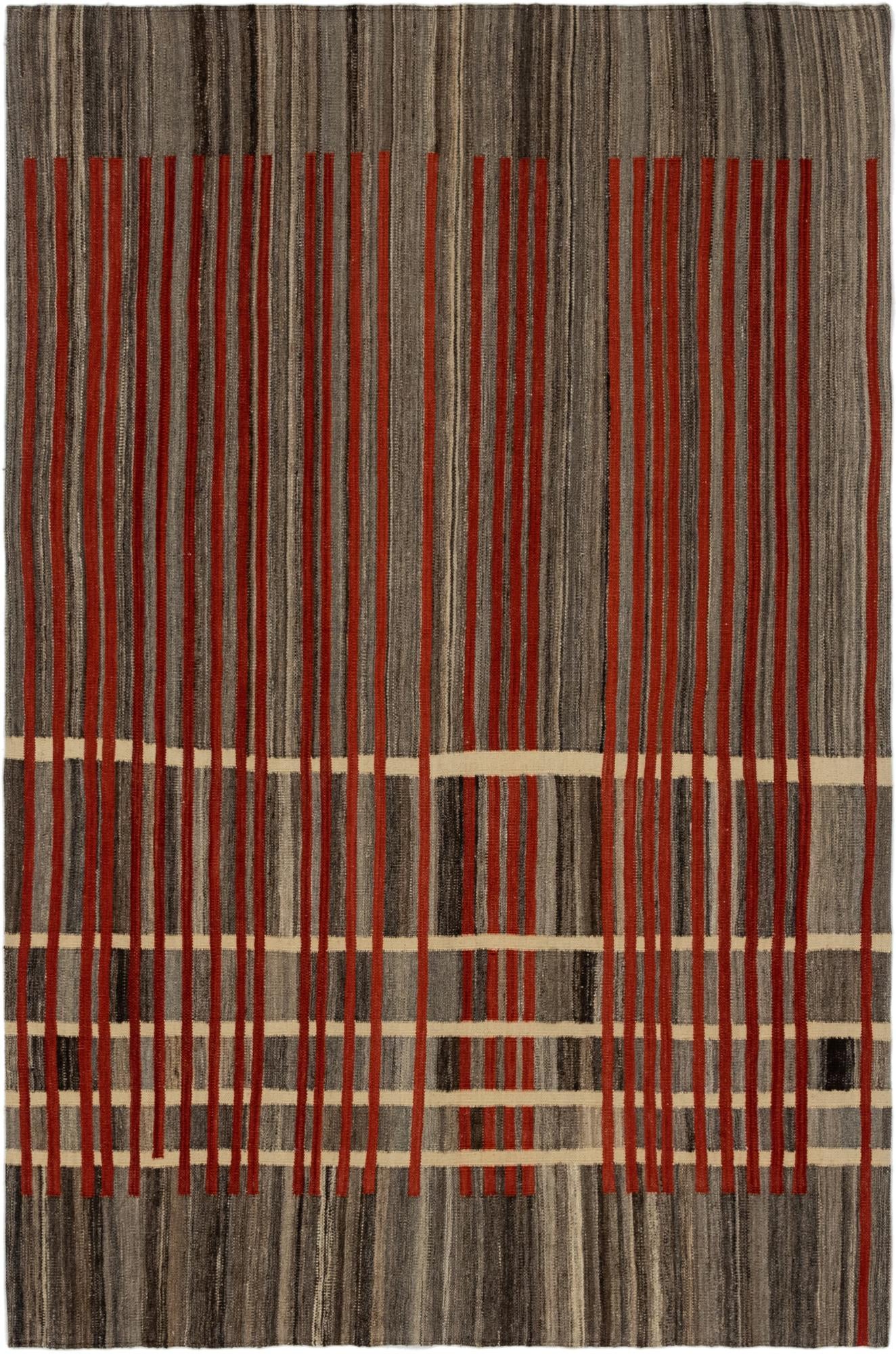 5' 4 x 8' Hand Woven Kilim Modern Wool Rug