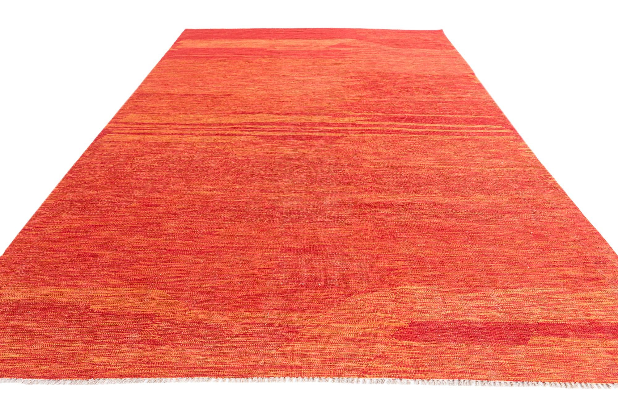 6' 7 x 9' 9 Hand Woven Kilim Modern Wool Rug