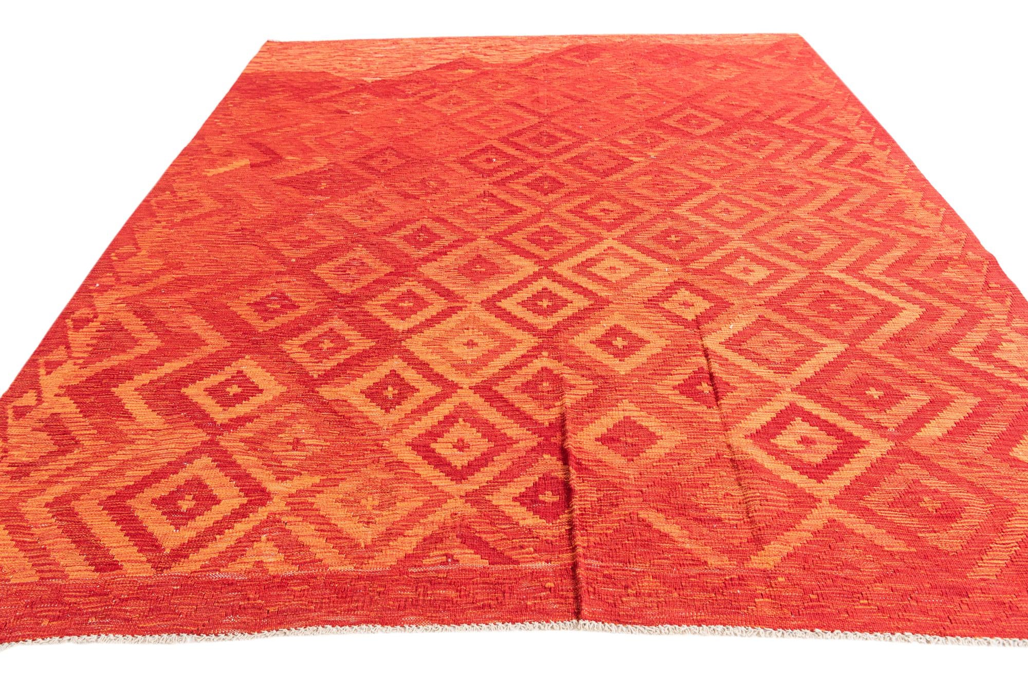 6' 6 x 8' 1 Hand Woven Kilim Modern Wool Rug
