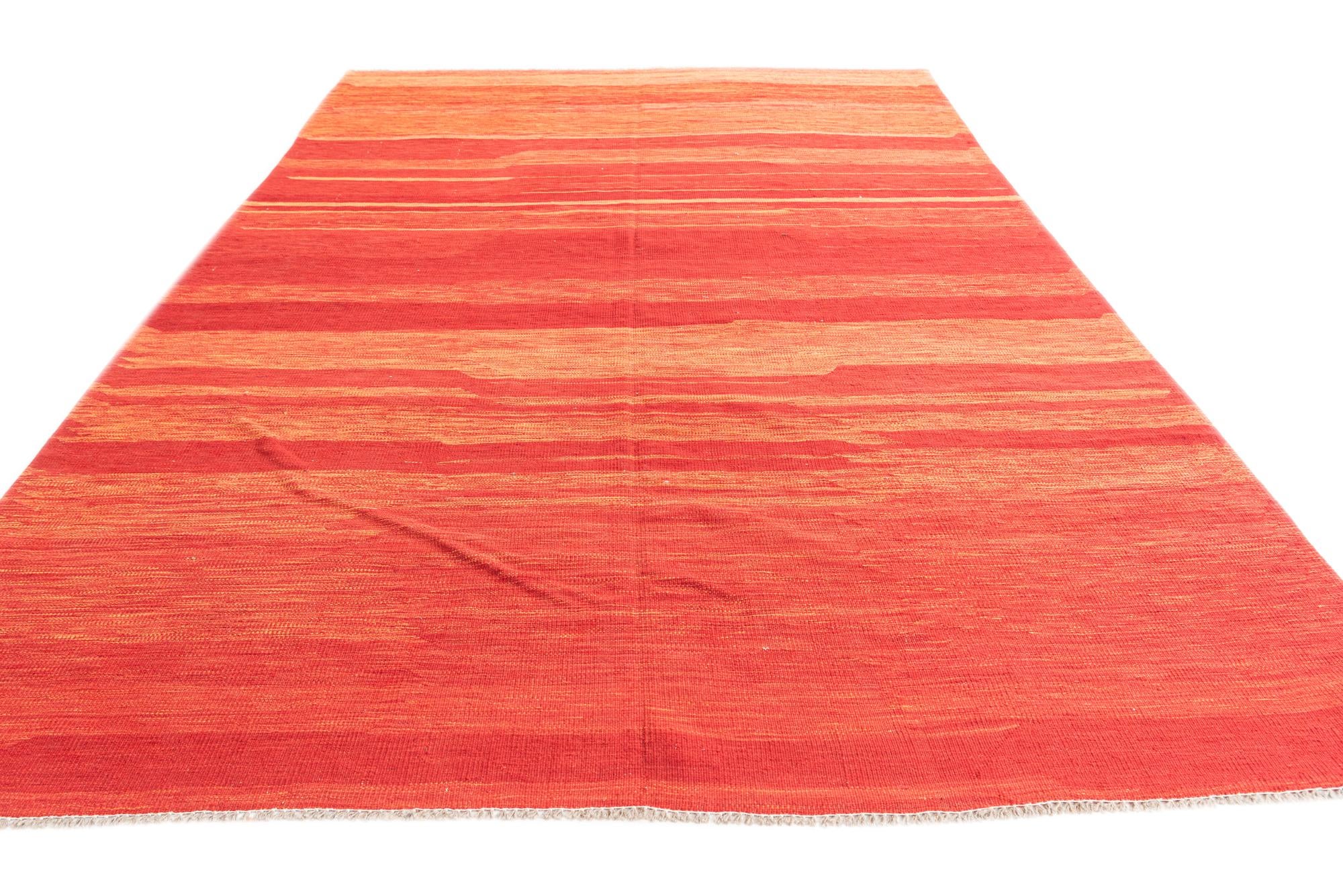 6' 8 x 9' 7 Hand Woven Kilim Modern Wool Rug
