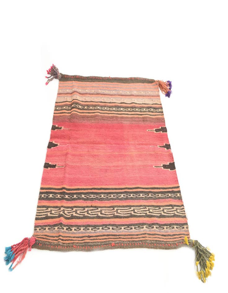 Detail image of 3' 4 x 4'  Hand Woven Kilim Modern Wool Rug