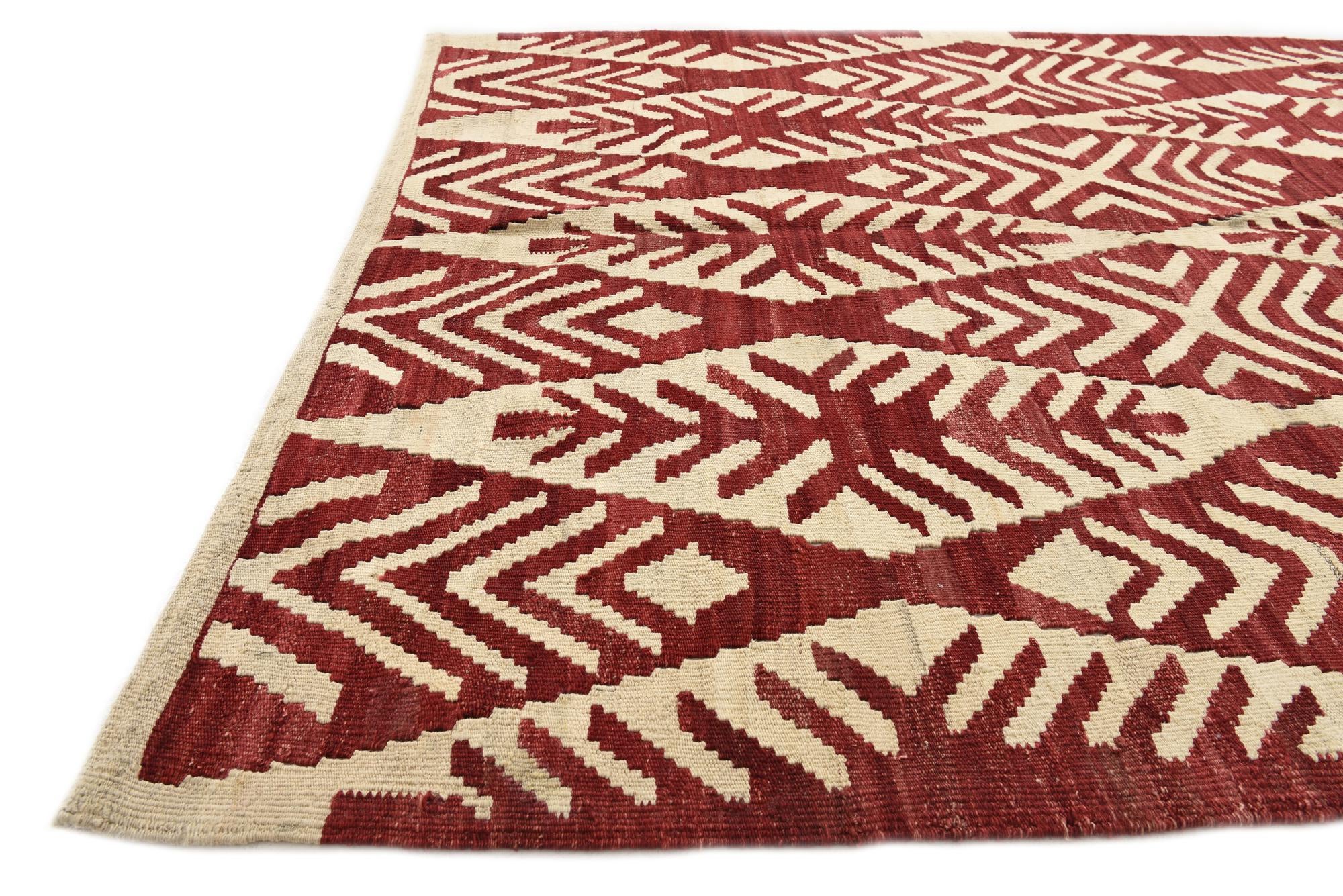 4' 9 x 5' 6 Hand Woven Kilim Modern Wool Rug