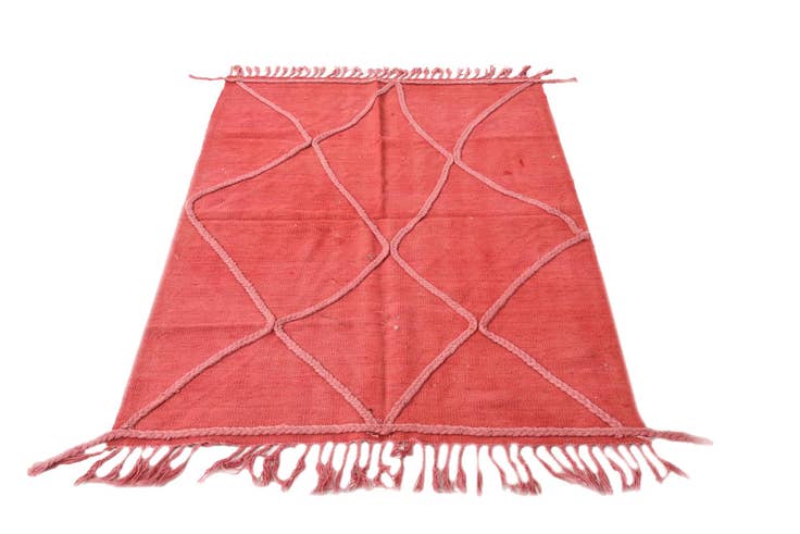Detail image of 3' 3 x 4' 8 Hand Woven Kilim Modern Wool Rug