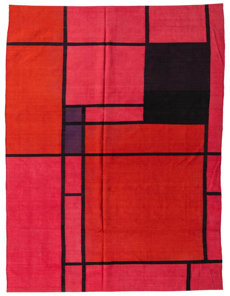 Detail image of 6' 8 x 9' 7 Hand Woven Kilim Modern Wool Rug