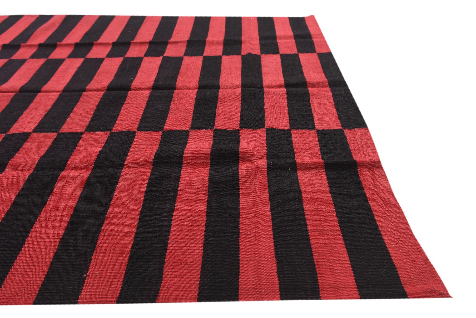 4' 3 x 6' Hand Woven Kilim Modern Wool Rug