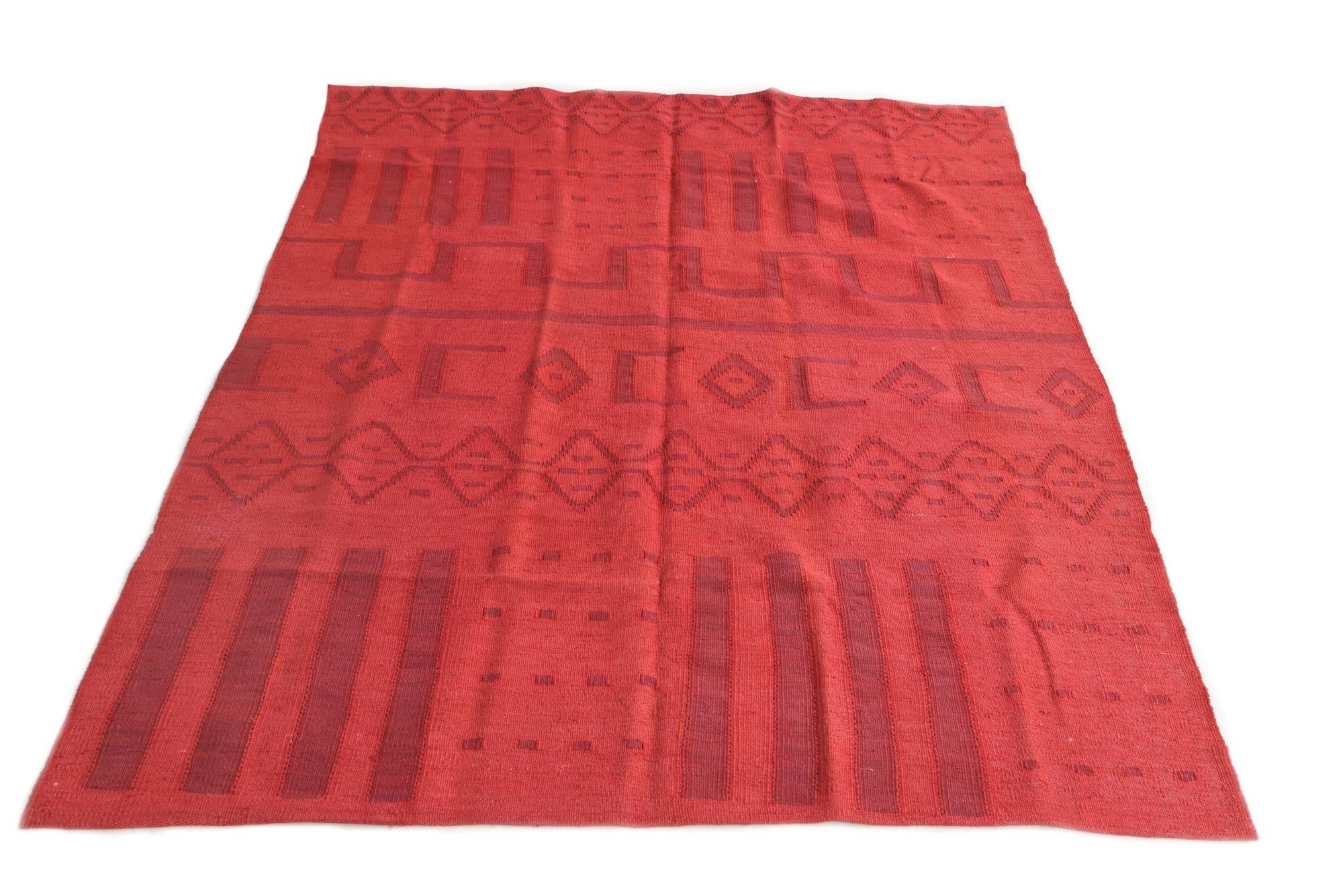 4' 10 x 6' 2 Hand Woven Kilim Modern Wool Rug