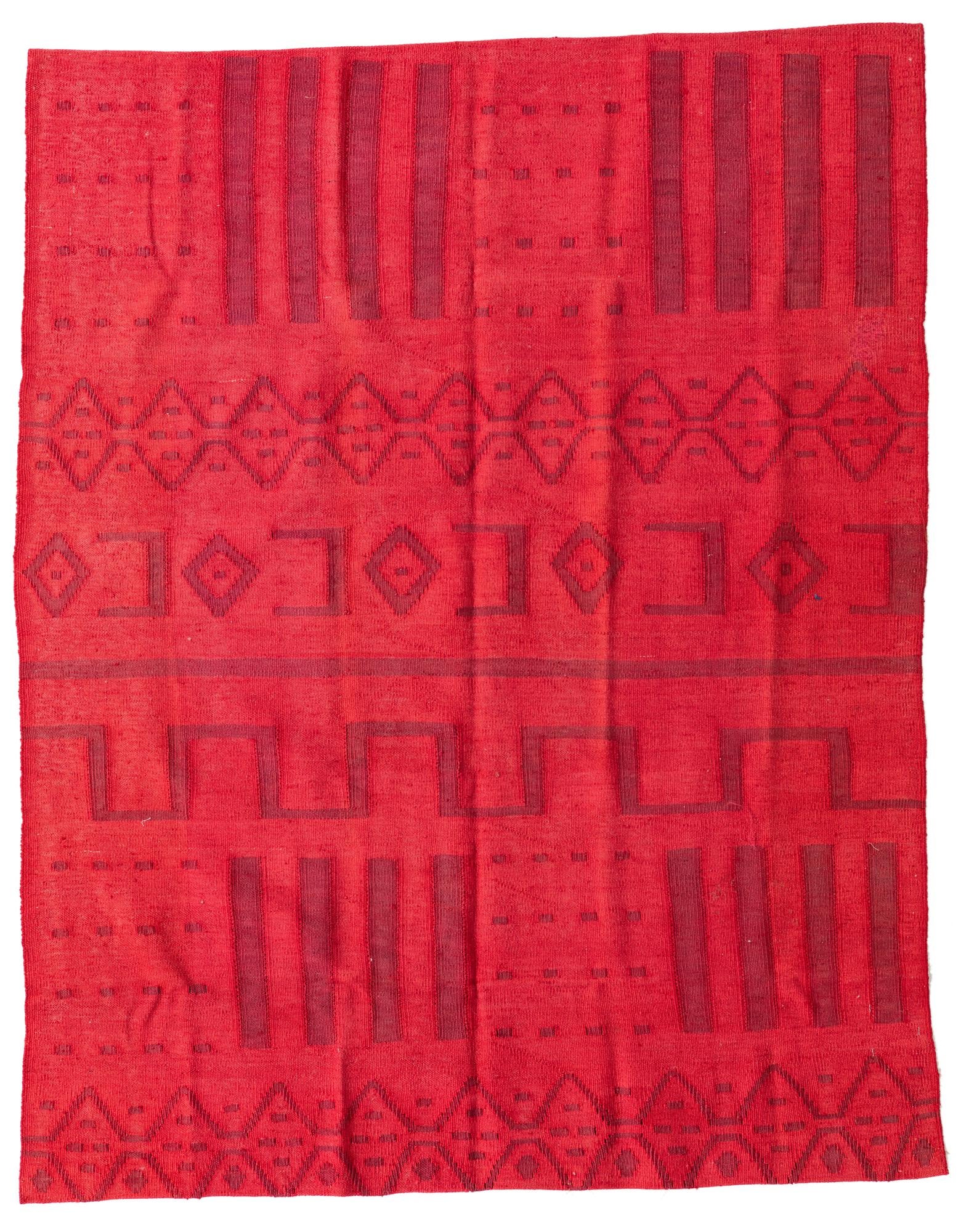 4' 10 x 6' 2 Hand Woven Kilim Modern Wool Rug