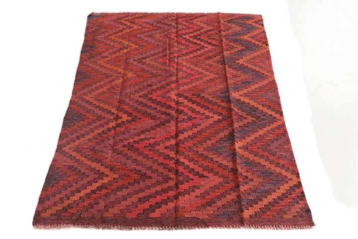 3' 4 x 4' 7 Hand Woven Kilim Modern Wool Rug