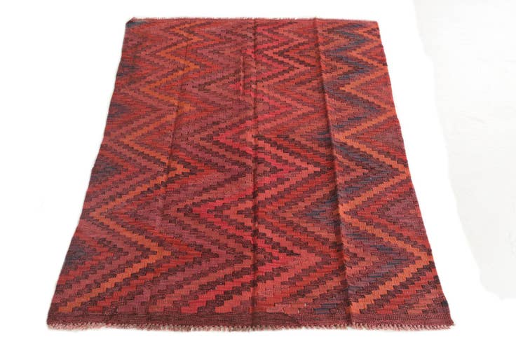 Detail image of 3' 4 x 4' 7 Hand Woven Kilim Modern Wool Rug