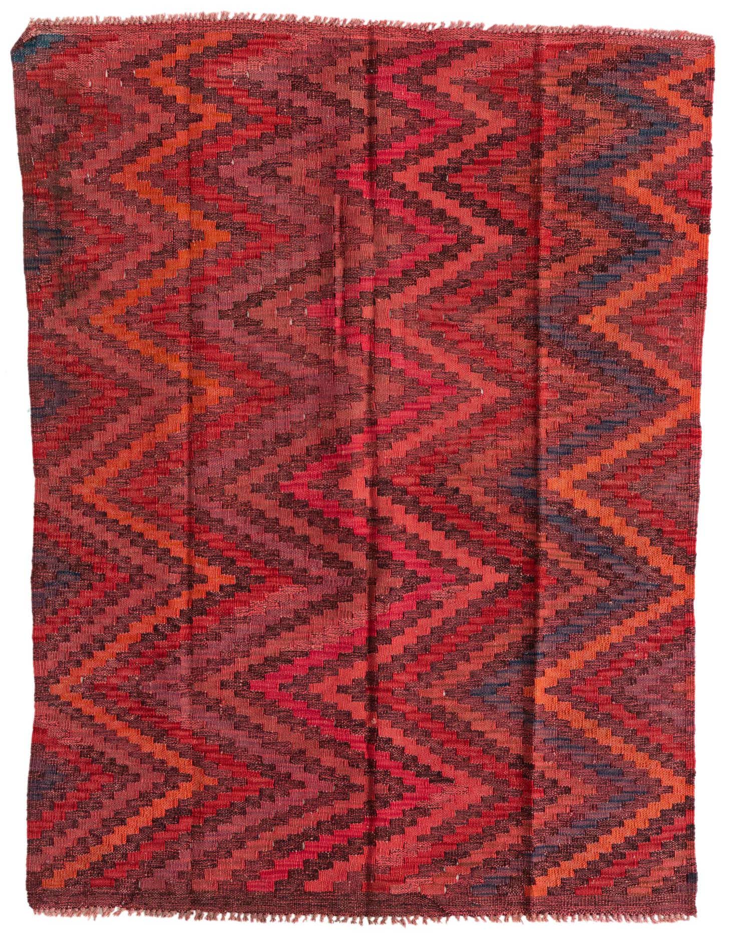 3' 4 x 4' 7 Hand Woven Kilim Modern Wool Rug