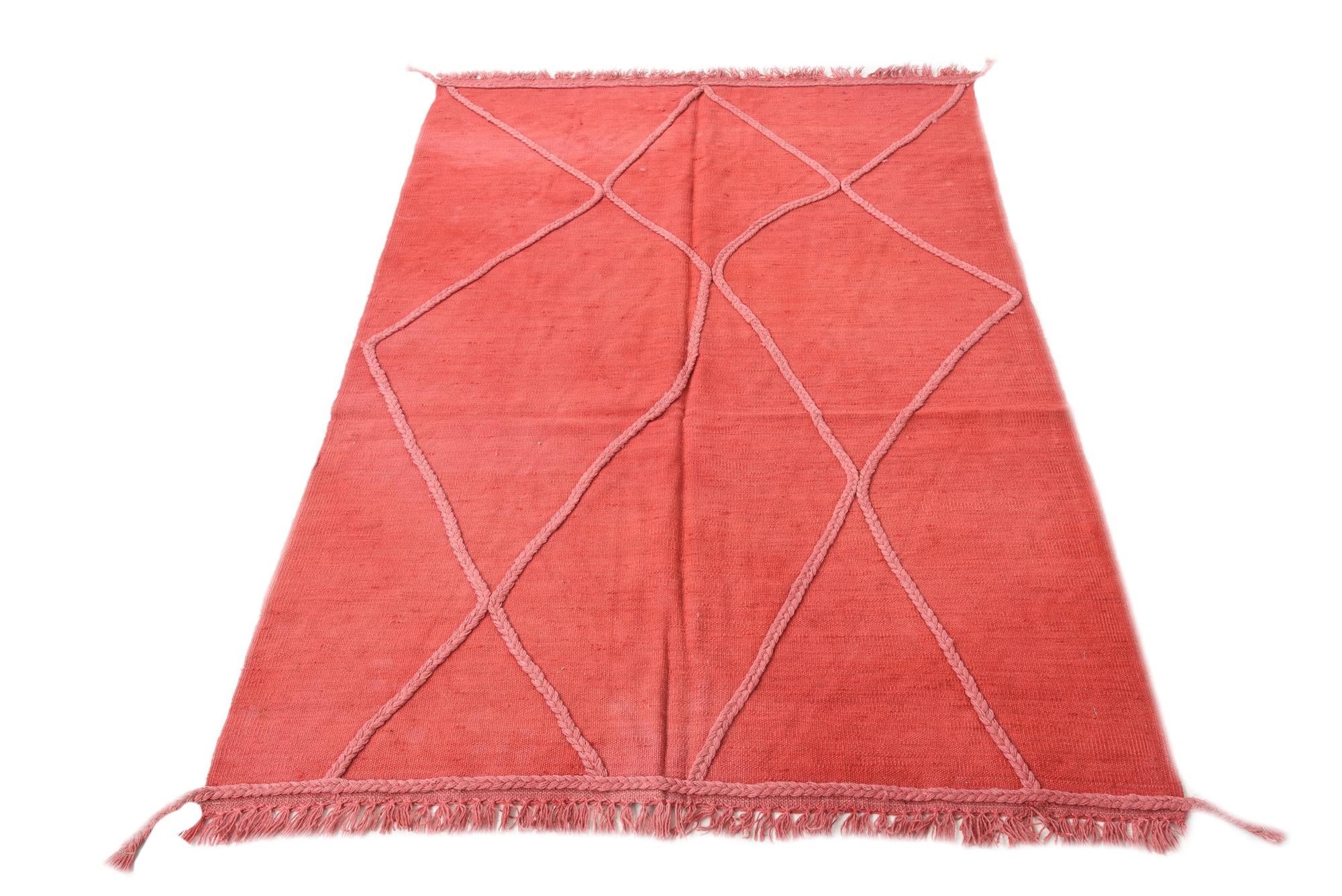 4' x 6' 2 Hand Woven Kilim Modern Wool Rug