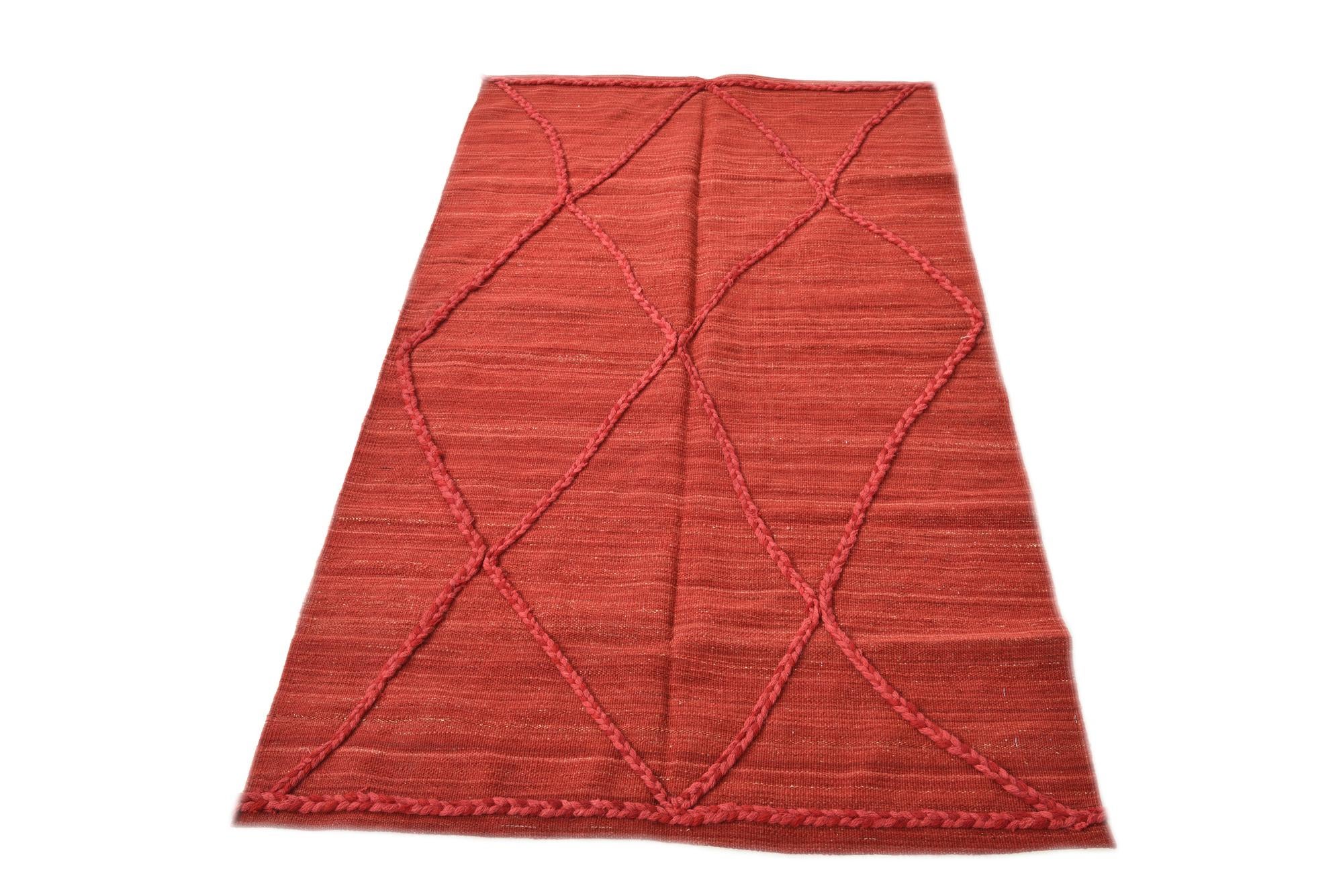 3' 4 x 5' 11 Hand Woven Kilim Modern Wool Rug