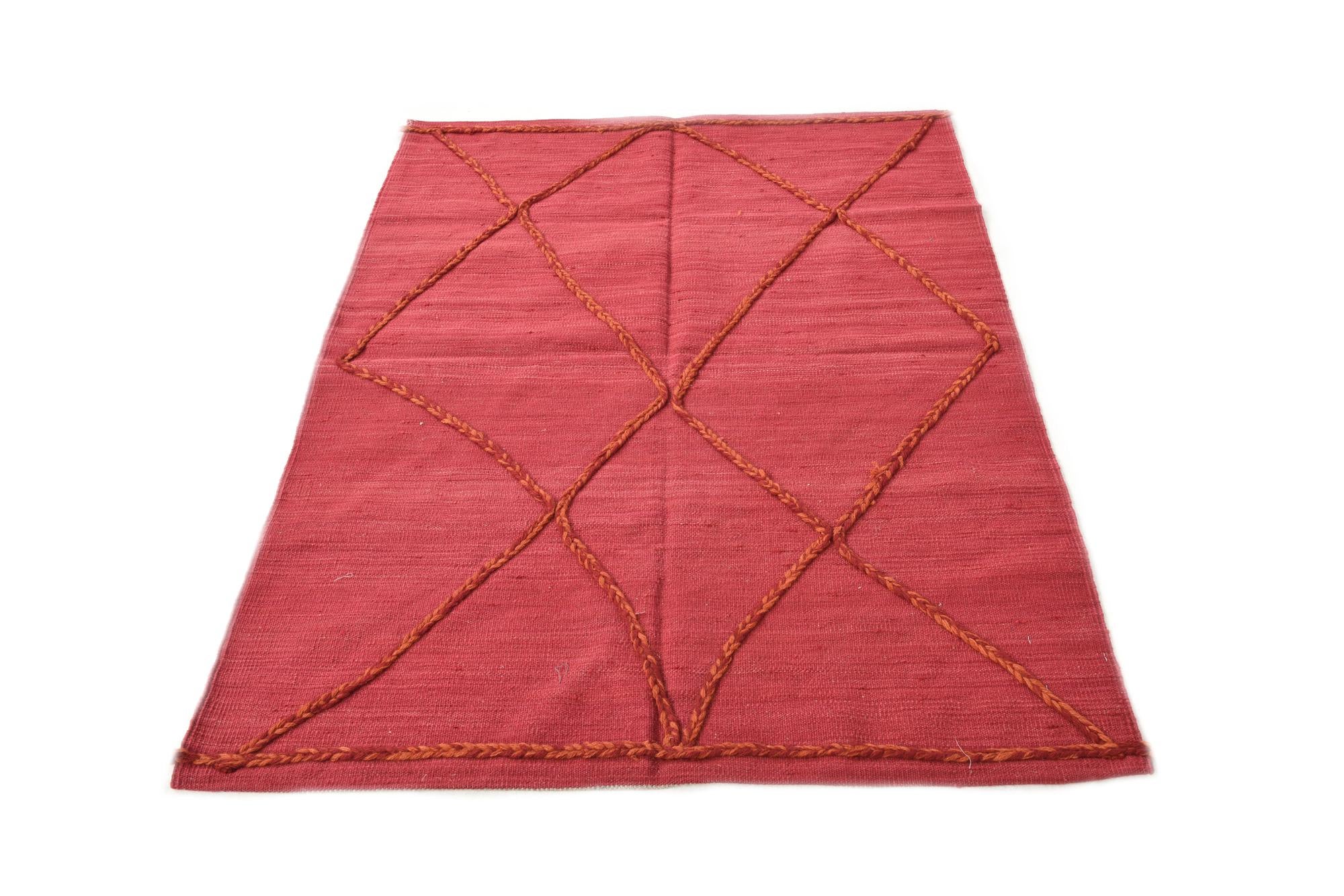 3' 6 x 4' 11 Hand Woven Kilim Modern Wool Rug