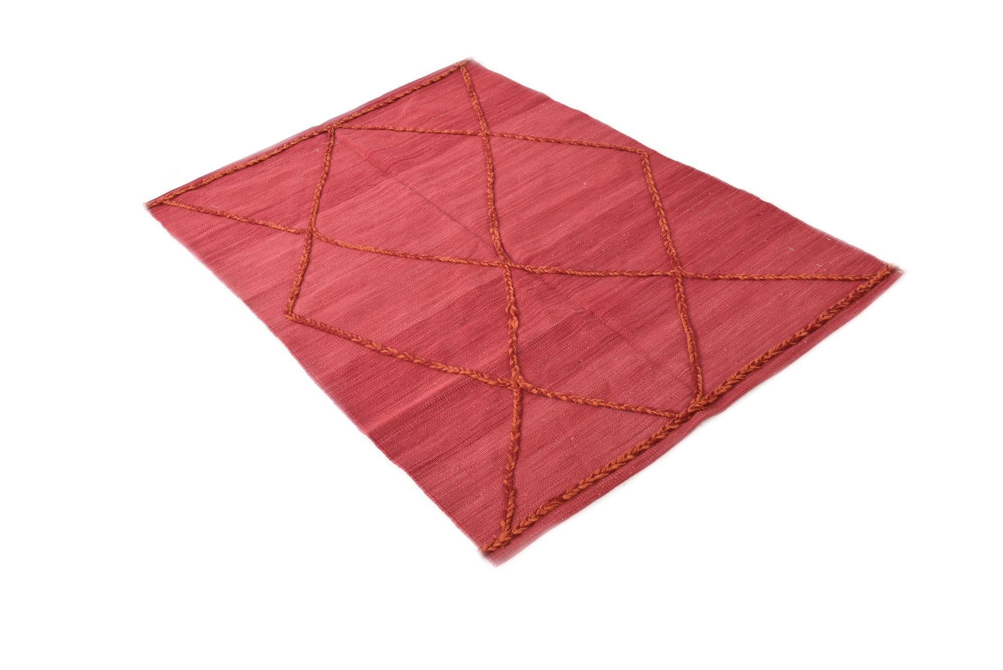3' 4 x 4' 11 Hand Woven Kilim Modern Wool Rug