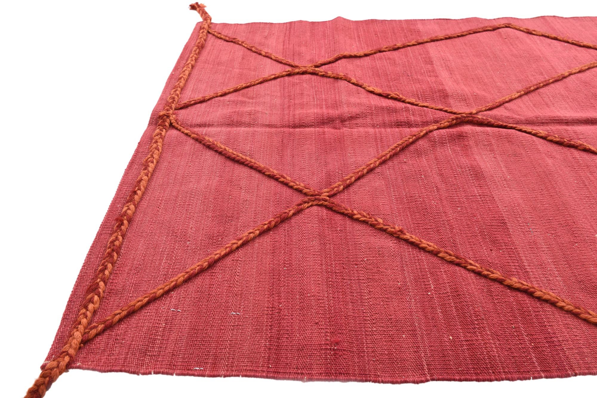 3' 4 x 4' 11 Hand Woven Kilim Modern Wool Rug
