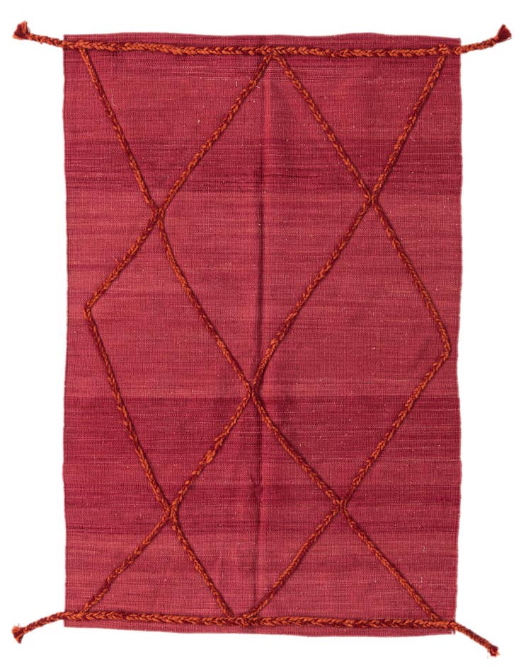 Detail image of 3' 4 x 4' 11 Hand Woven Kilim Modern Wool Rug