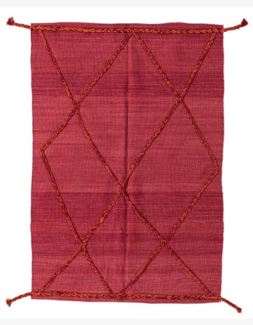3' 4 x 4' 11 Hand Woven Kilim Modern Wool Rug