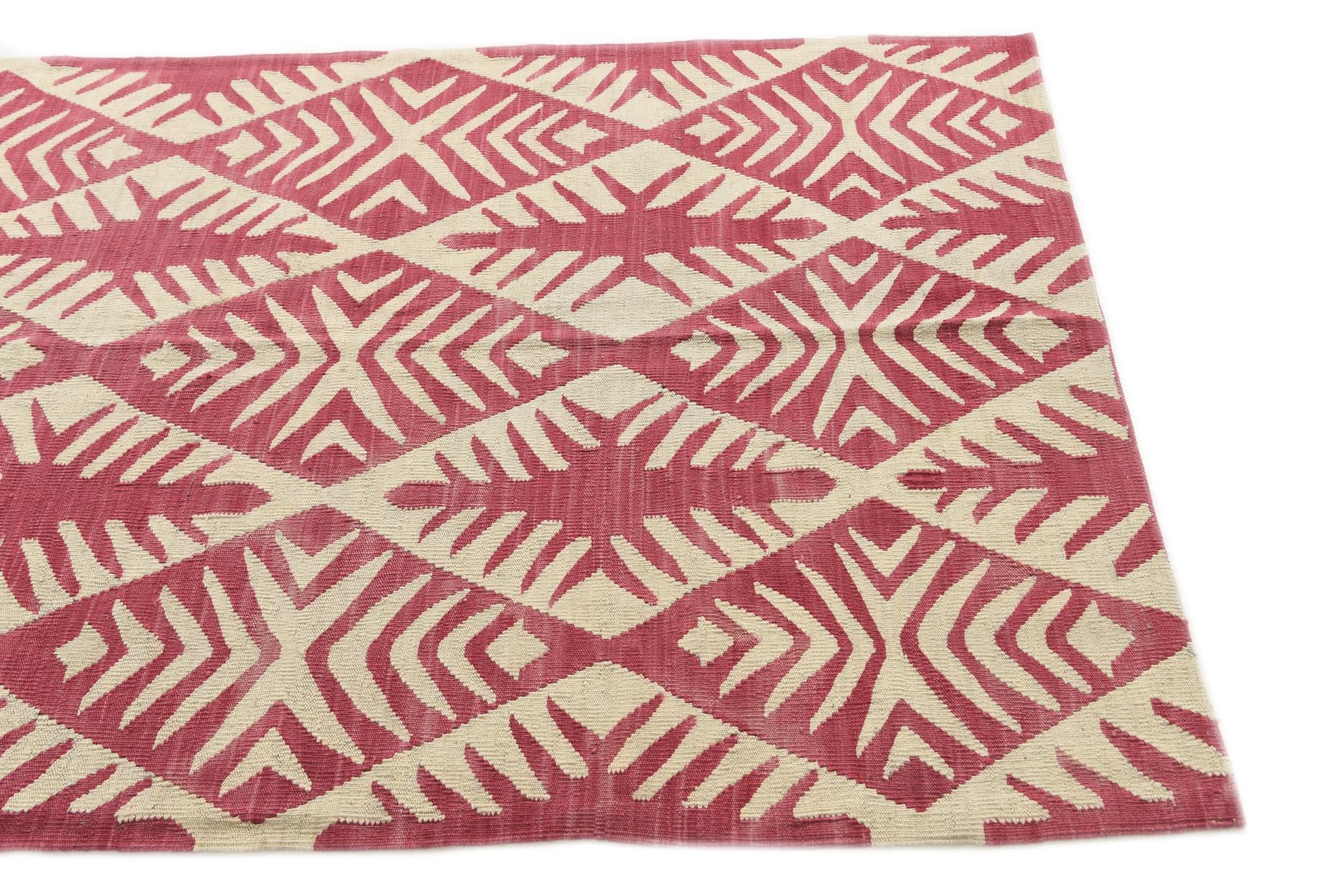 4' 5 x 6' 5 Hand Woven Kilim Modern Wool Rug