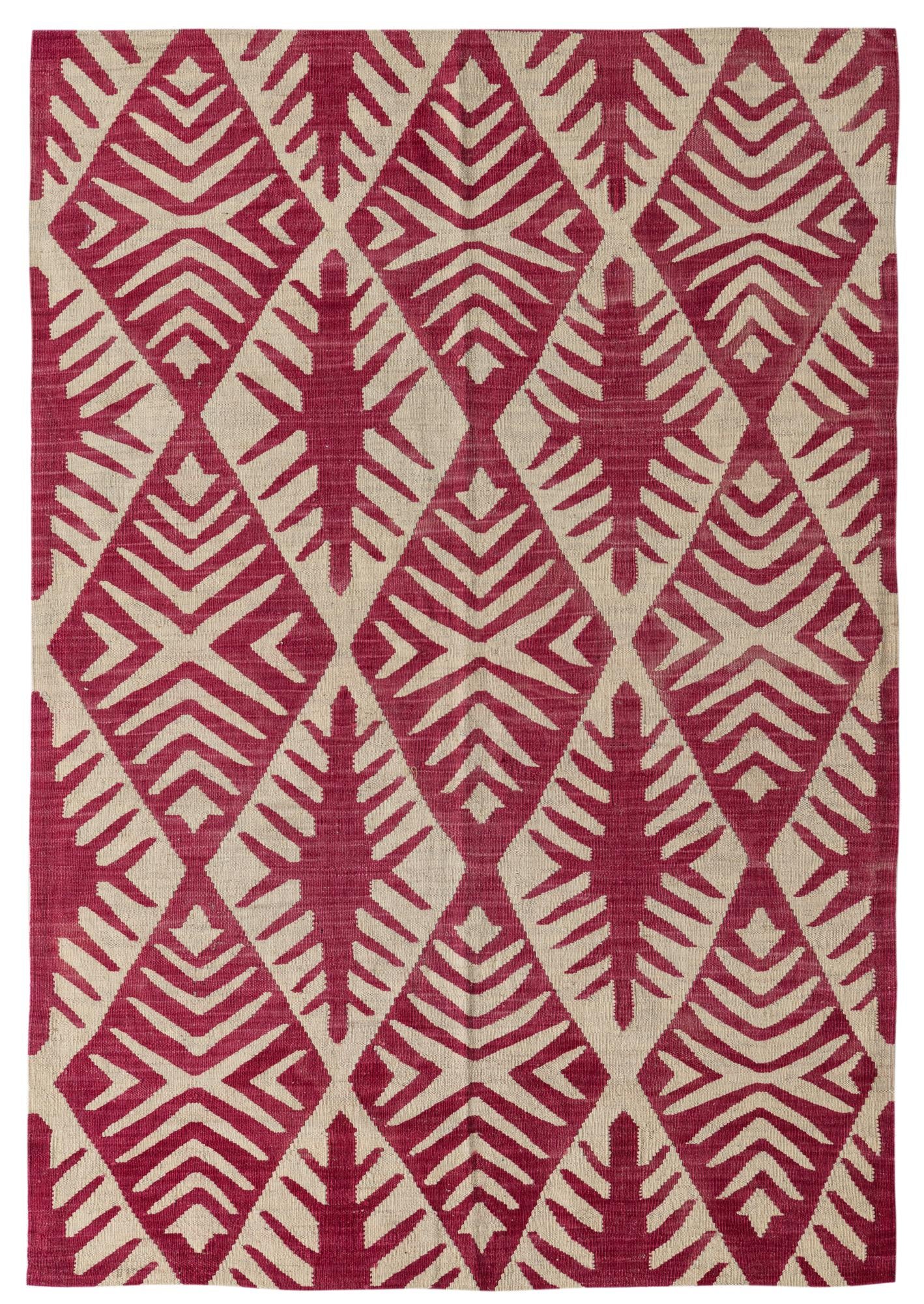 4' 5 x 6' 5 Hand Woven Kilim Modern Wool Rug