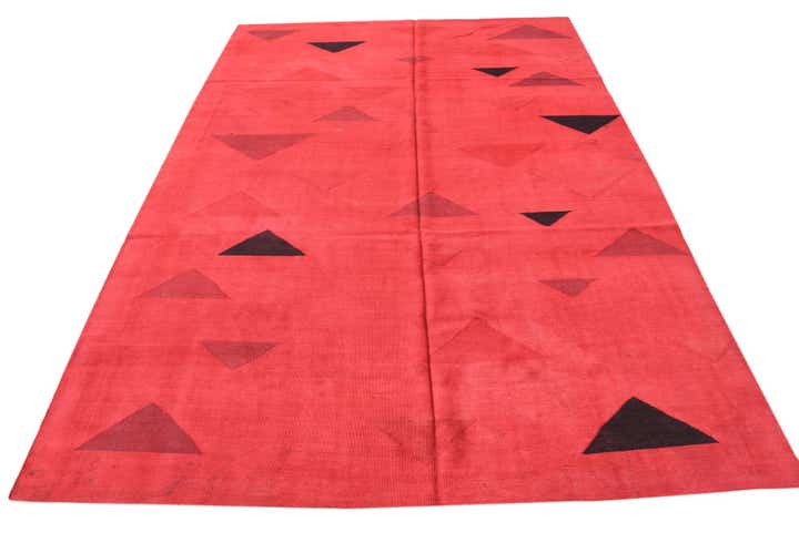 6' 10 x 9' 7 Hand Woven Kilim Modern Wool Rug