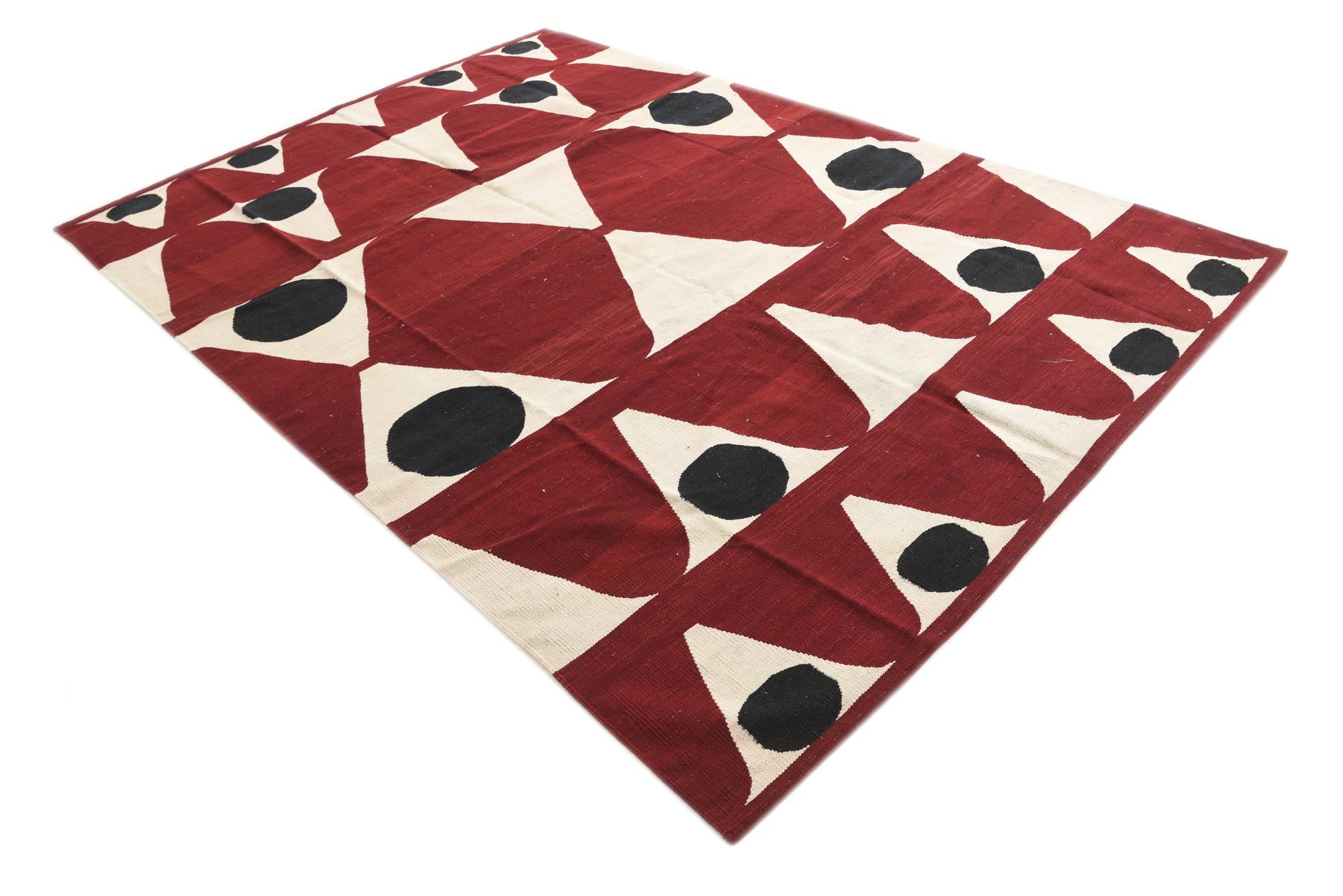 6' 7 x 9' 8 Hand Woven Kilim Modern Wool Rug