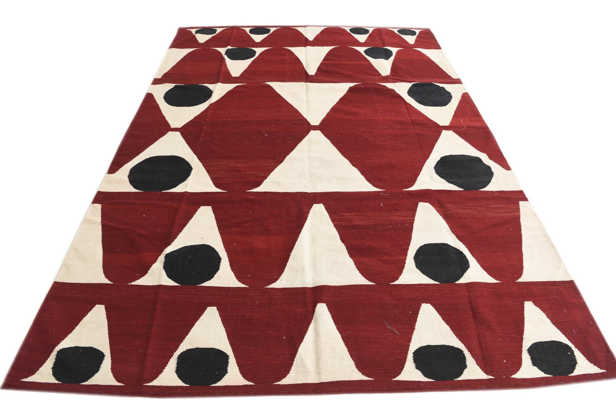 6' 7 x 9' 8 Hand Woven Kilim Modern Wool Rug