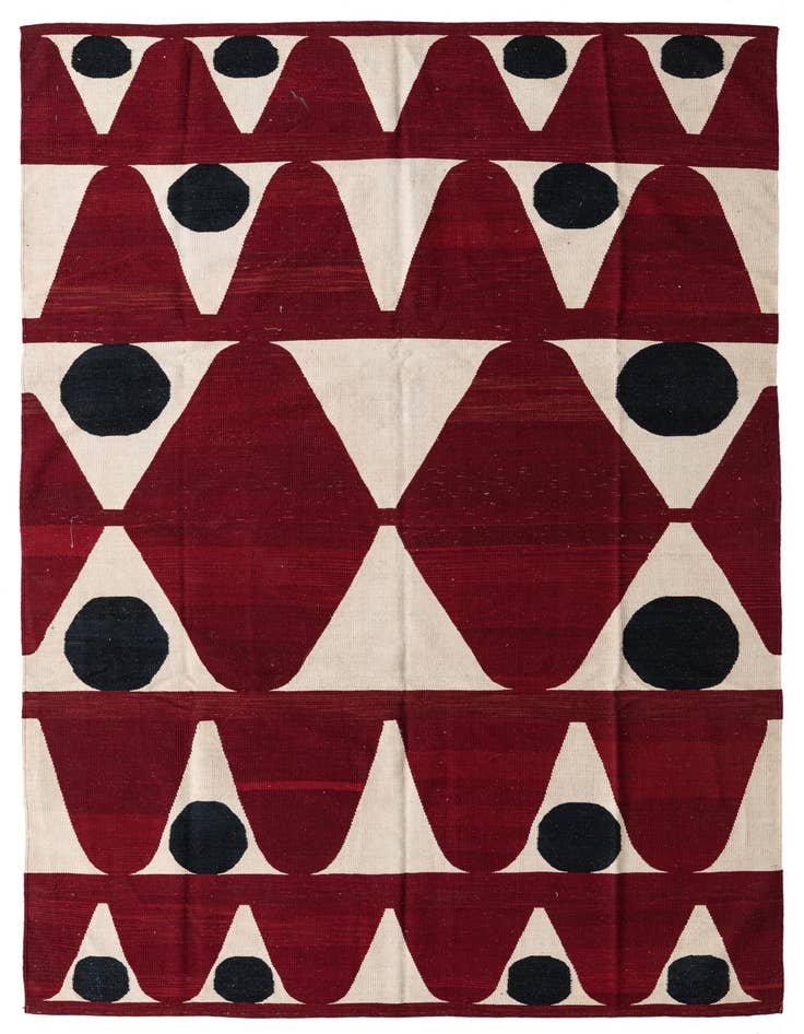 Detail image of 6' 7 x 9' 8 Hand Woven Kilim Modern Wool Rug