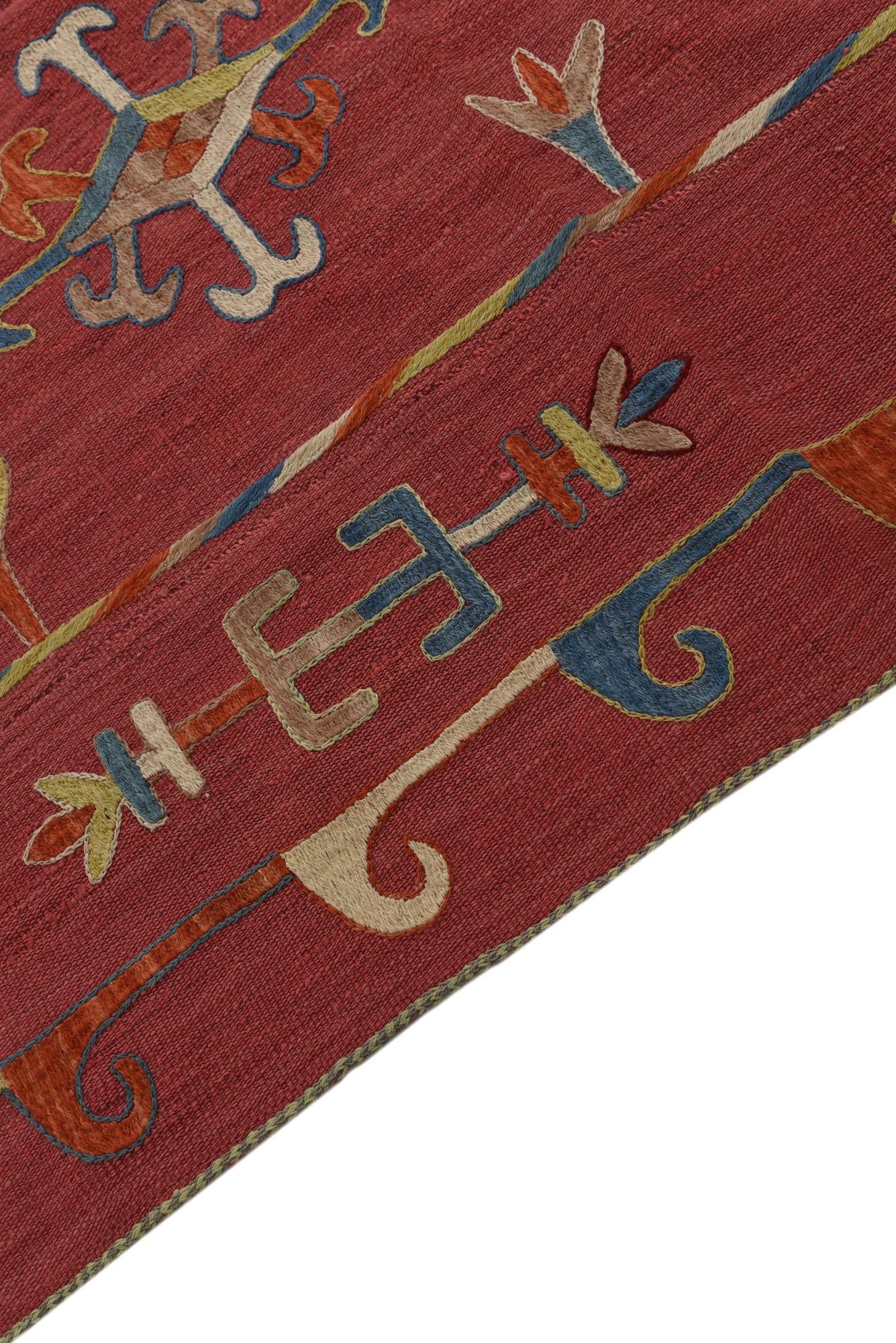 5' 5 x 7' 4 Hand Woven Kilim Suzani Wool Rug
