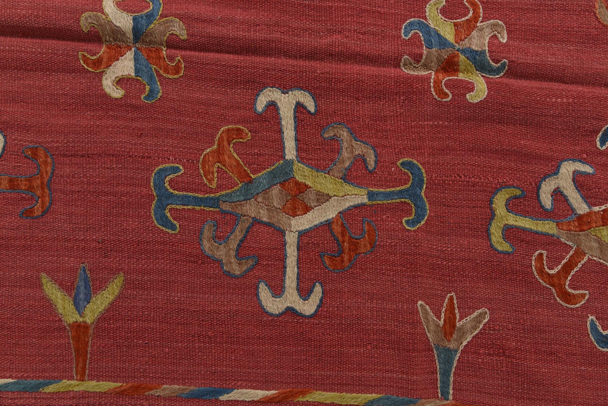 5' 5 x 7' 4 Hand Woven Kilim Suzani Wool Rug