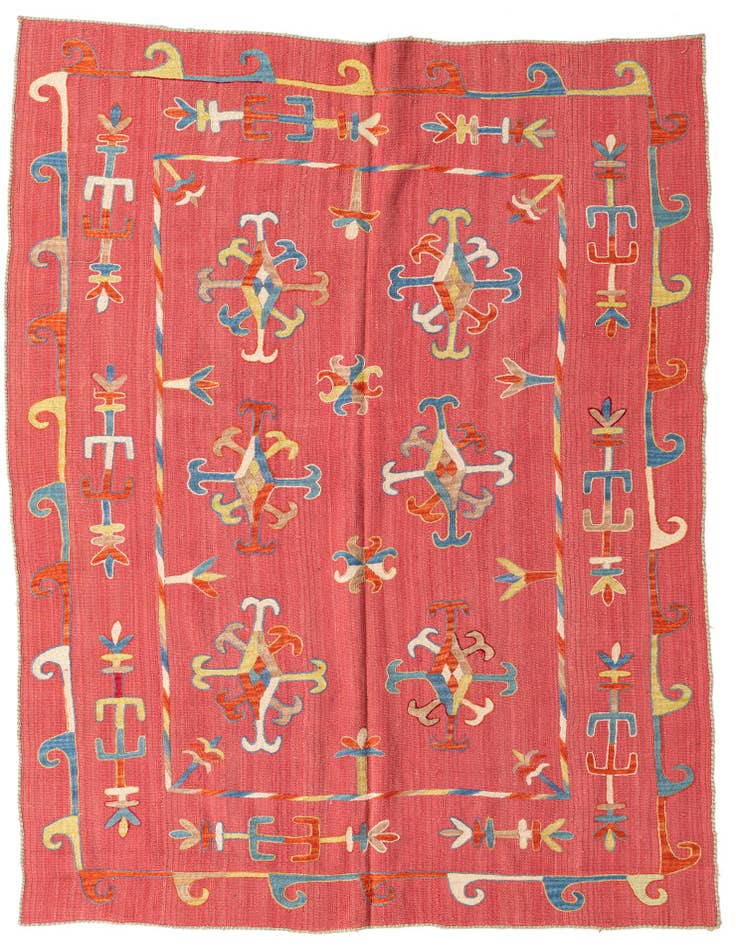Detail image of 5' 5 x 7' 4 Hand Woven Kilim Suzani Wool Rug