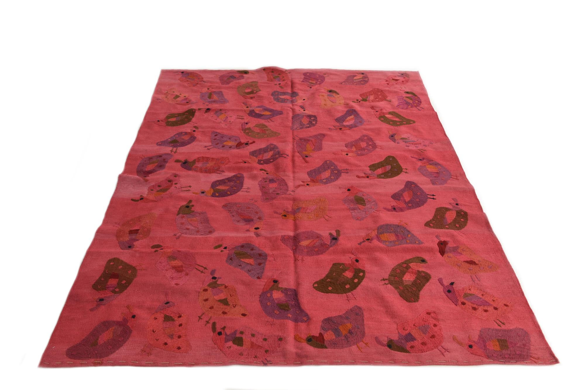 5' 6 x 7' 6 Hand Woven Kilim Suzani Wool Rug