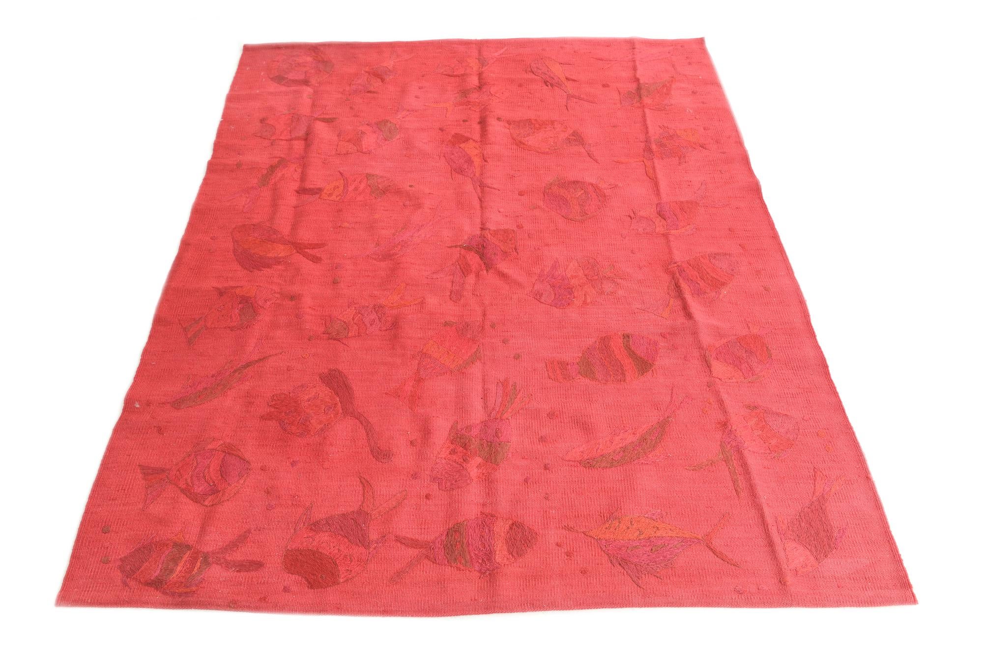 4' 10 x 6' 2 Hand Woven Kilim Suzani Wool Rug