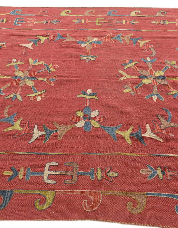 Detail image of 6' 3 x 7' 4  Hand Woven Kilim Suzani Wool Rug