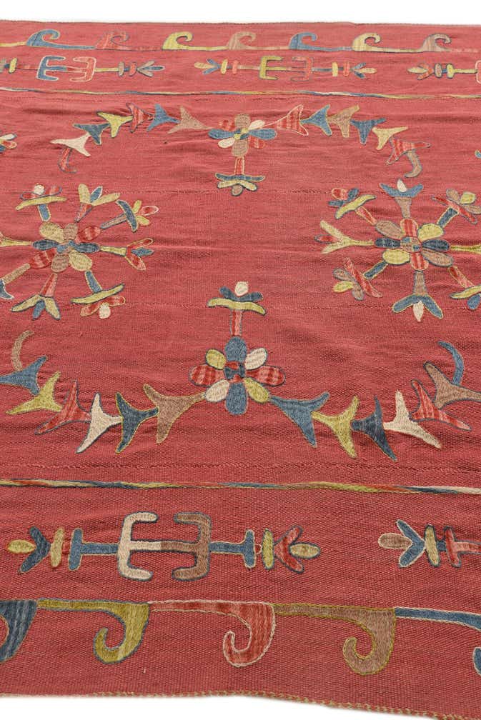 6' 3 x 7' 4 Hand Woven Kilim Suzani Wool Rug