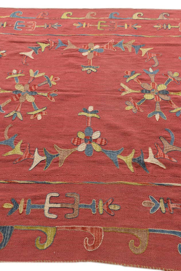 Detail image of 6' 3 x 7' 4 Hand Woven Kilim Suzani Wool Rug