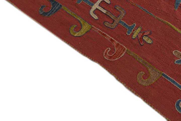 6' 3 x 7' 4 Hand Woven Kilim Suzani Wool Rug