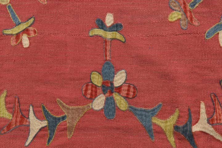 6' 3 x 7' 4 Hand Woven Kilim Suzani Wool Rug